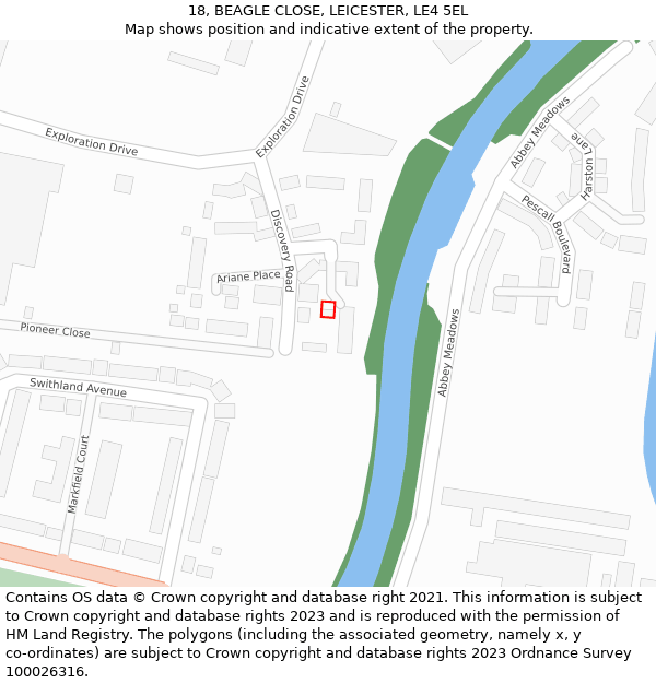 18, BEAGLE CLOSE, LEICESTER, LE4 5EL: Location map and indicative extent of plot