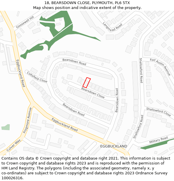 18, BEARSDOWN CLOSE, PLYMOUTH, PL6 5TX: Location map and indicative extent of plot