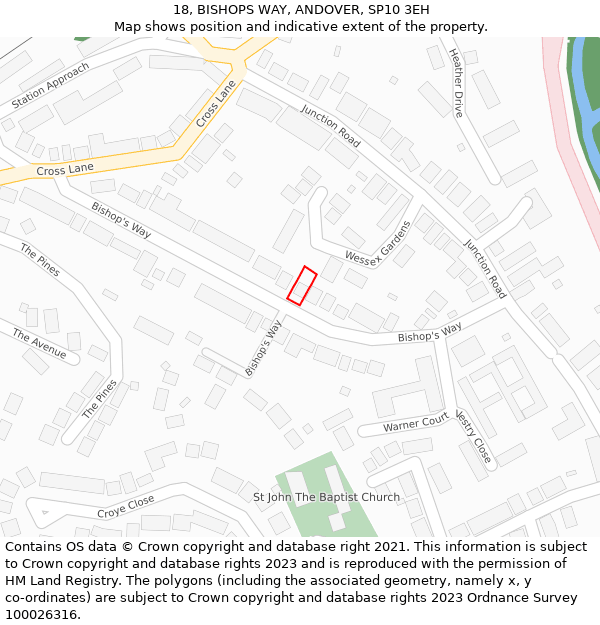 18, BISHOPS WAY, ANDOVER, SP10 3EH: Location map and indicative extent of plot