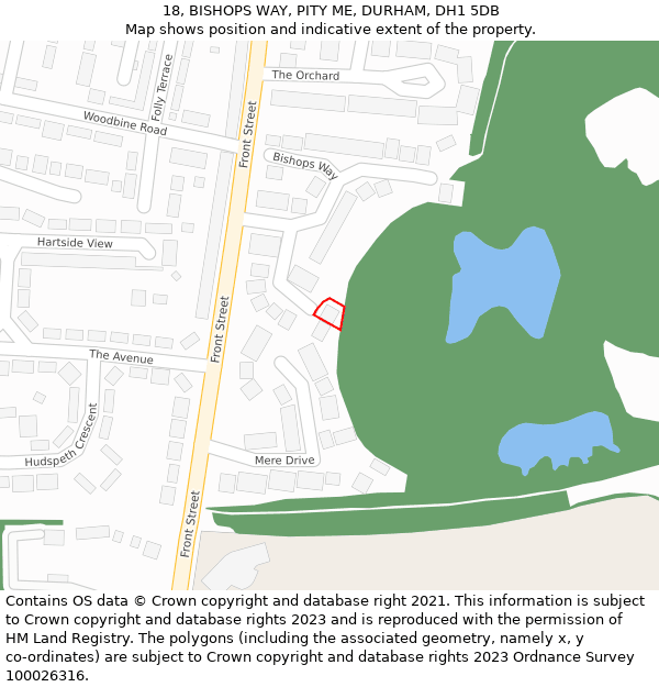 18, BISHOPS WAY, PITY ME, DURHAM, DH1 5DB: Location map and indicative extent of plot