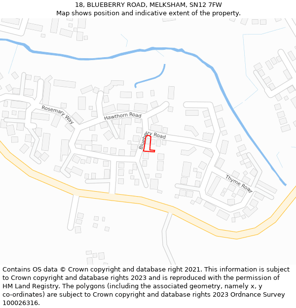 18, BLUEBERRY ROAD, MELKSHAM, SN12 7FW: Location map and indicative extent of plot