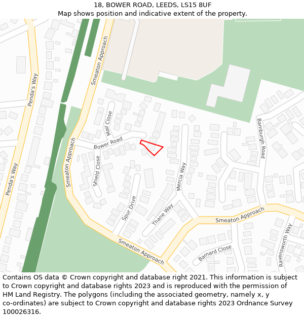 18, BOWER ROAD, LEEDS, LS15 8UF: Location map and indicative extent of plot
