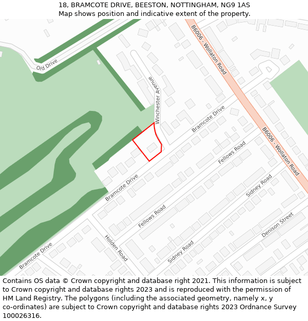 18, BRAMCOTE DRIVE, BEESTON, NOTTINGHAM, NG9 1AS: Location map and indicative extent of plot