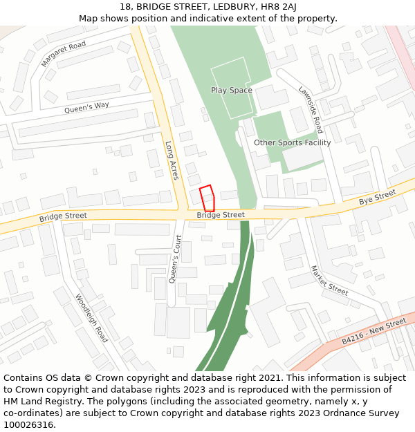 18, BRIDGE STREET, LEDBURY, HR8 2AJ: Location map and indicative extent of plot