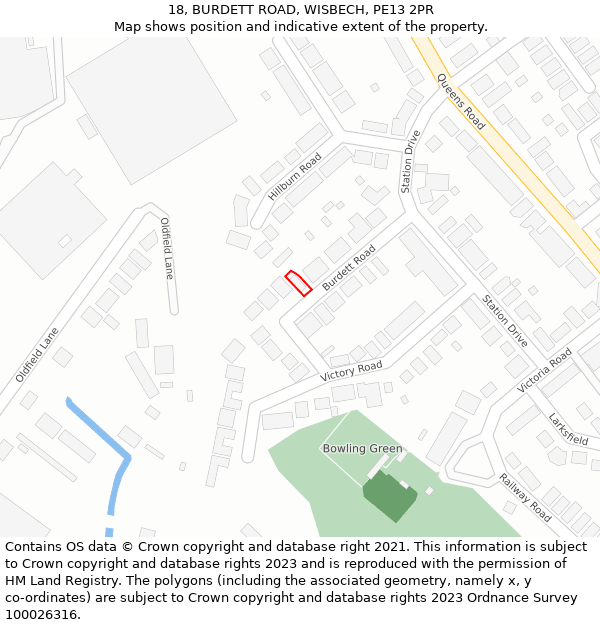 18, BURDETT ROAD, WISBECH, PE13 2PR: Location map and indicative extent of plot