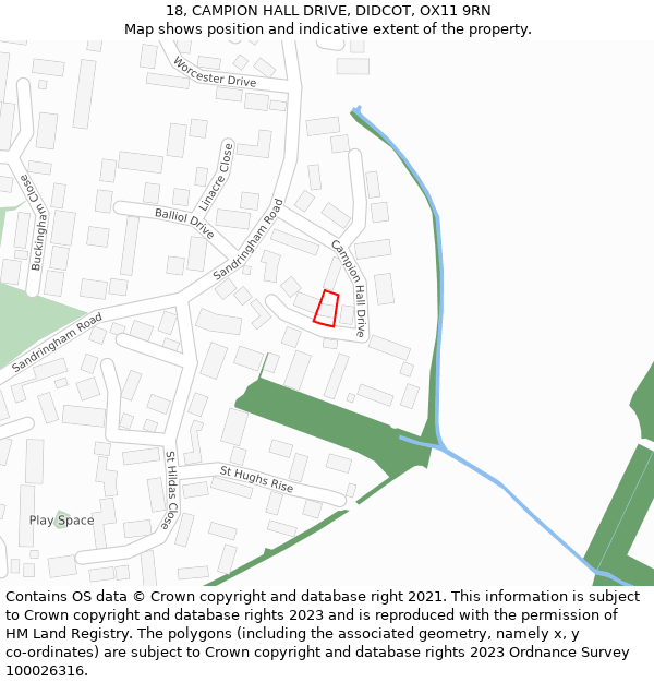 18, CAMPION HALL DRIVE, DIDCOT, OX11 9RN: Location map and indicative extent of plot