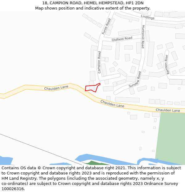 18, CAMPION ROAD, HEMEL HEMPSTEAD, HP1 2DN: Location map and indicative extent of plot