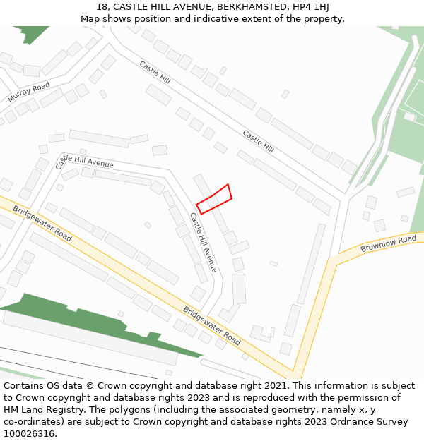 18, CASTLE HILL AVENUE, BERKHAMSTED, HP4 1HJ: Location map and indicative extent of plot