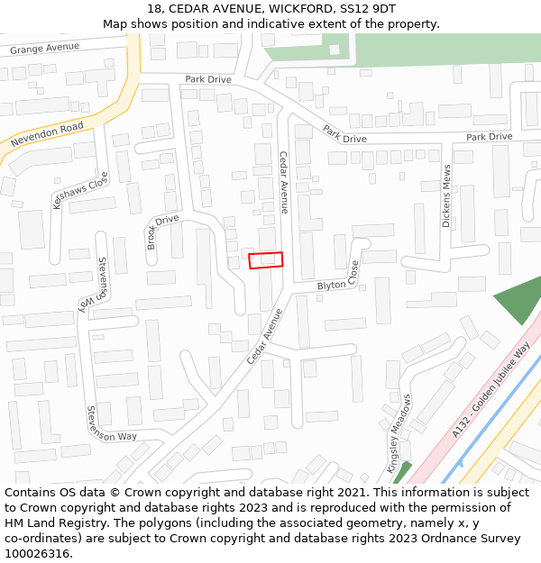 18, CEDAR AVENUE, WICKFORD, SS12 9DT: Location map and indicative extent of plot
