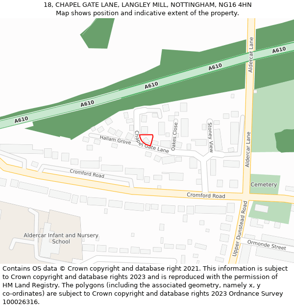 18, CHAPEL GATE LANE, LANGLEY MILL, NOTTINGHAM, NG16 4HN: Location map and indicative extent of plot