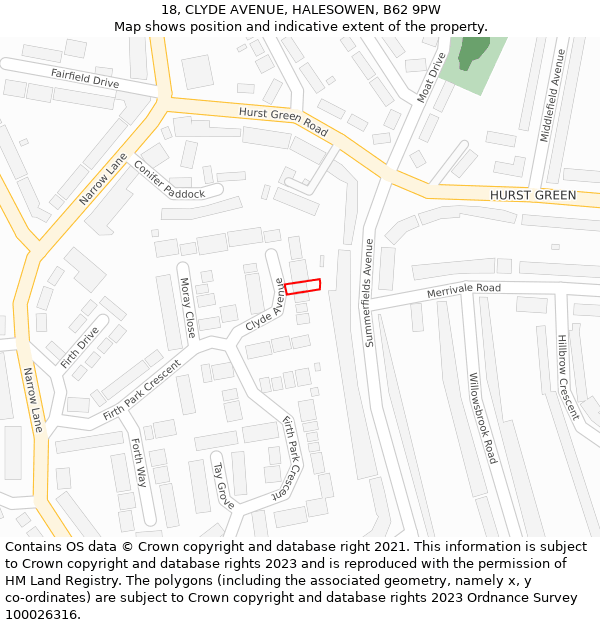 18, CLYDE AVENUE, HALESOWEN, B62 9PW: Location map and indicative extent of plot