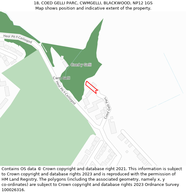 18, COED GELLI PARC, CWMGELLI, BLACKWOOD, NP12 1GS: Location map and indicative extent of plot