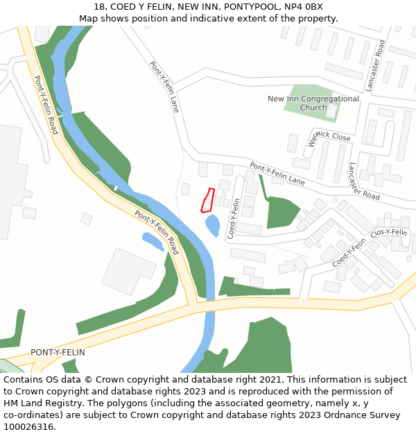 18, COED Y FELIN, NEW INN, PONTYPOOL, NP4 0BX: Location map and indicative extent of plot