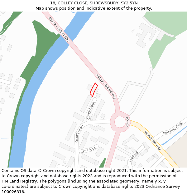 18, COLLEY CLOSE, SHREWSBURY, SY2 5YN: Location map and indicative extent of plot