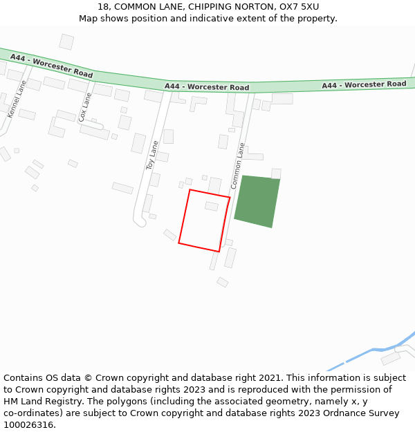 18, COMMON LANE, CHIPPING NORTON, OX7 5XU: Location map and indicative extent of plot