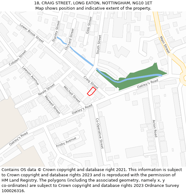 18, CRAIG STREET, LONG EATON, NOTTINGHAM, NG10 1ET: Location map and indicative extent of plot