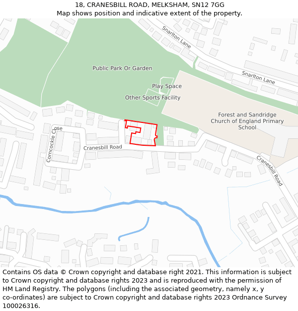 18, CRANESBILL ROAD, MELKSHAM, SN12 7GG: Location map and indicative extent of plot