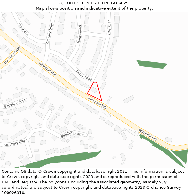 18, CURTIS ROAD, ALTON, GU34 2SD: Location map and indicative extent of plot