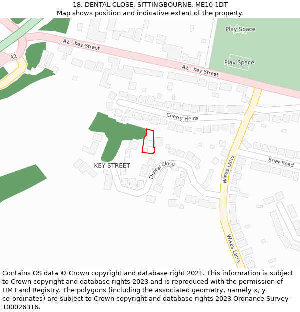 18, DENTAL CLOSE, SITTINGBOURNE, ME10 1DT: Location map and indicative extent of plot