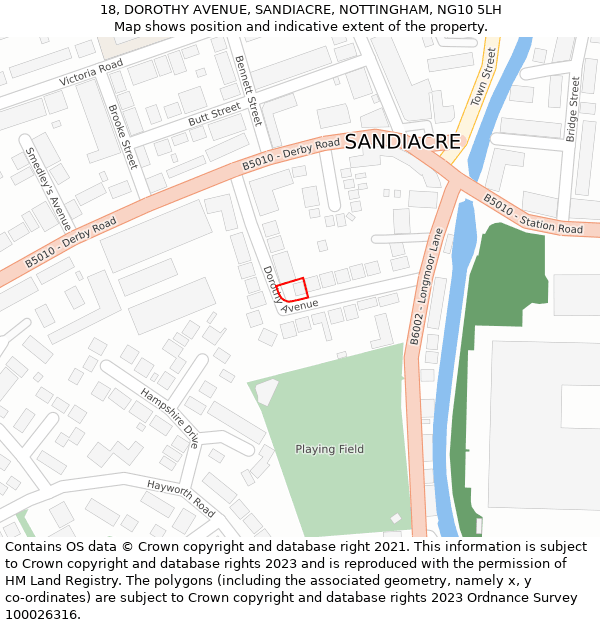 18, DOROTHY AVENUE, SANDIACRE, NOTTINGHAM, NG10 5LH: Location map and indicative extent of plot