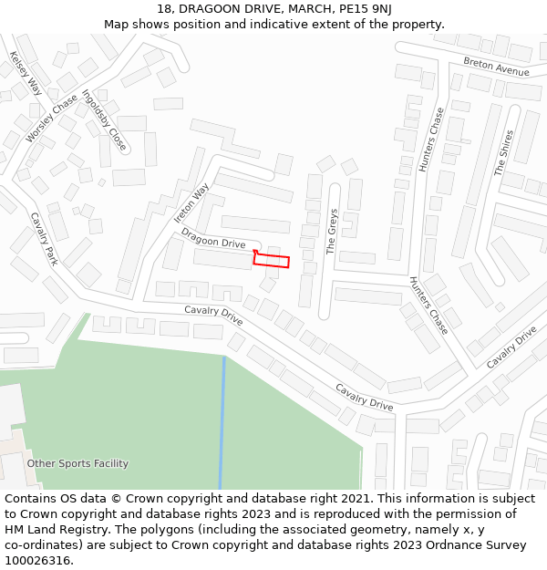 18, DRAGOON DRIVE, MARCH, PE15 9NJ: Location map and indicative extent of plot