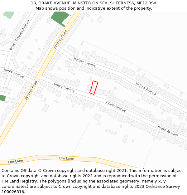 18, DRAKE AVENUE, MINSTER ON SEA, SHEERNESS, ME12 3SA: Location map and indicative extent of plot