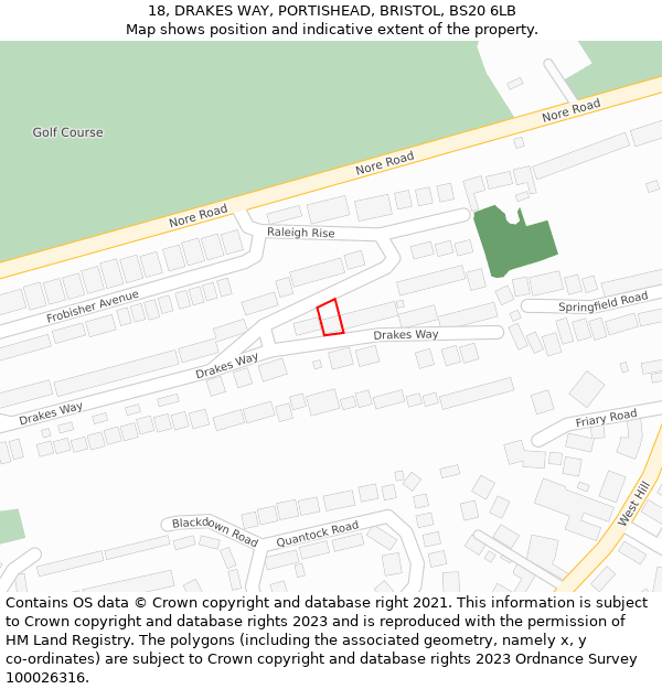 18, DRAKES WAY, PORTISHEAD, BRISTOL, BS20 6LB: Location map and indicative extent of plot