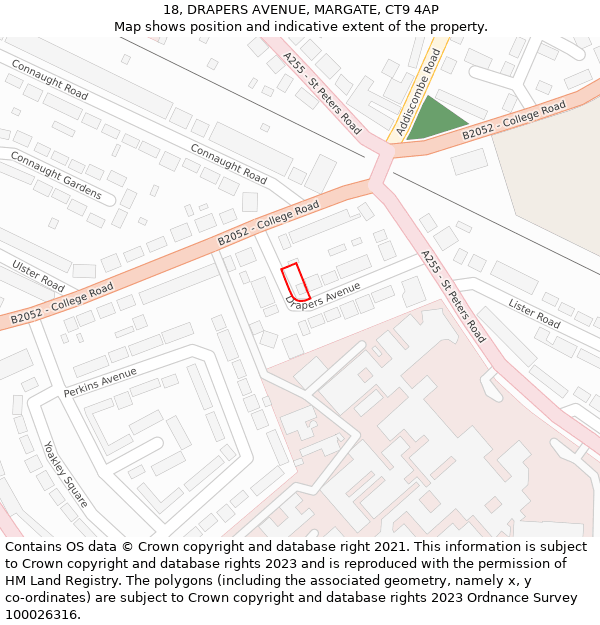 18, DRAPERS AVENUE, MARGATE, CT9 4AP: Location map and indicative extent of plot