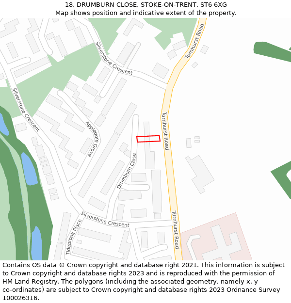 18, DRUMBURN CLOSE, STOKE-ON-TRENT, ST6 6XG: Location map and indicative extent of plot