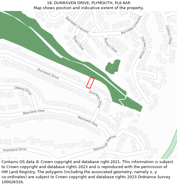 18, DUNRAVEN DRIVE, PLYMOUTH, PL6 6AR: Location map and indicative extent of plot