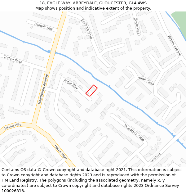 18, EAGLE WAY, ABBEYDALE, GLOUCESTER, GL4 4WS: Location map and indicative extent of plot