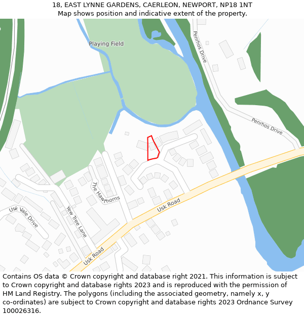 18, EAST LYNNE GARDENS, CAERLEON, NEWPORT, NP18 1NT: Location map and indicative extent of plot