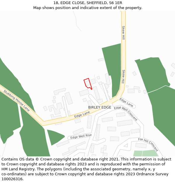 18, EDGE CLOSE, SHEFFIELD, S6 1ER: Location map and indicative extent of plot