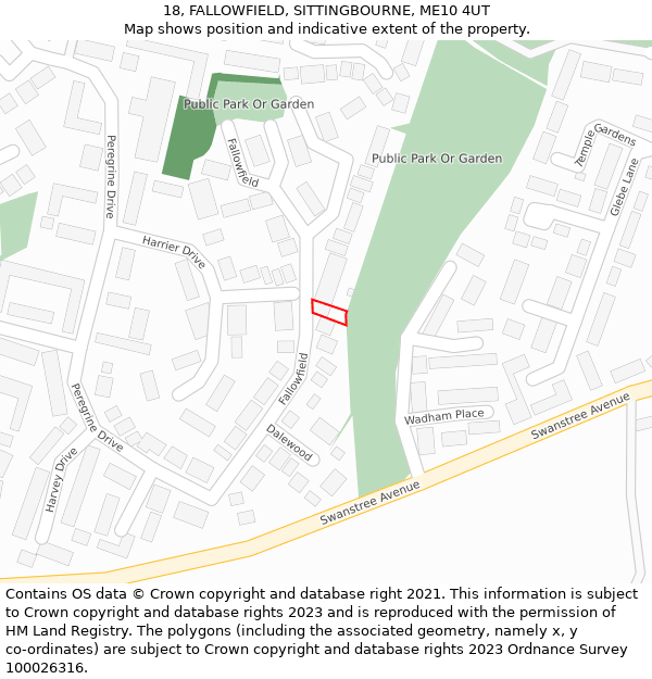 18, FALLOWFIELD, SITTINGBOURNE, ME10 4UT: Location map and indicative extent of plot