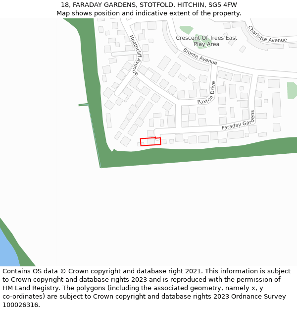 18, FARADAY GARDENS, STOTFOLD, HITCHIN, SG5 4FW: Location map and indicative extent of plot