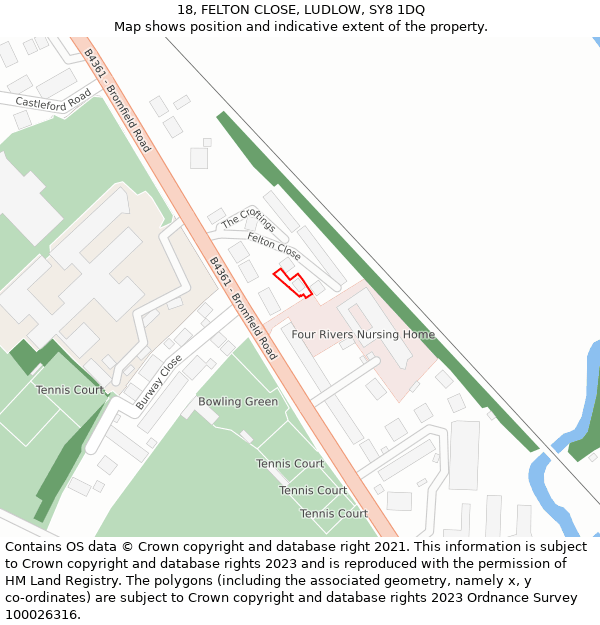 18, FELTON CLOSE, LUDLOW, SY8 1DQ: Location map and indicative extent of plot