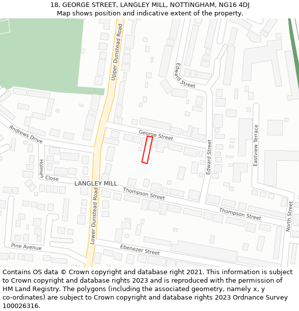 18, GEORGE STREET, LANGLEY MILL, NOTTINGHAM, NG16 4DJ: Location map and indicative extent of plot