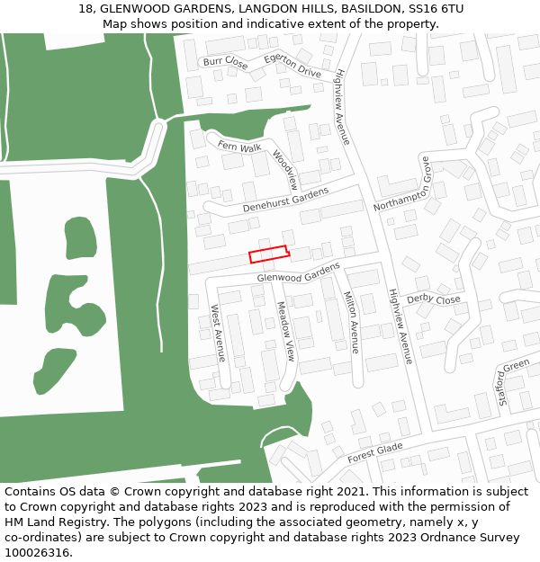 18, GLENWOOD GARDENS, LANGDON HILLS, BASILDON, SS16 6TU: Location map and indicative extent of plot