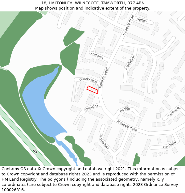 18, HALTONLEA, WILNECOTE, TAMWORTH, B77 4BN: Location map and indicative extent of plot