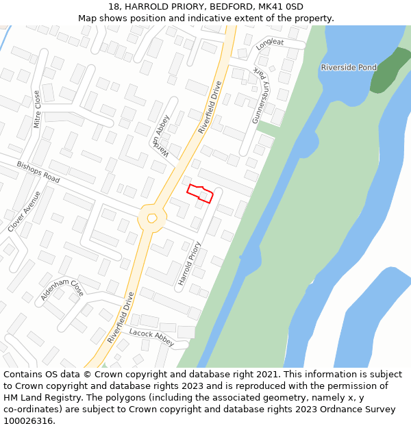 18, HARROLD PRIORY, BEDFORD, MK41 0SD: Location map and indicative extent of plot