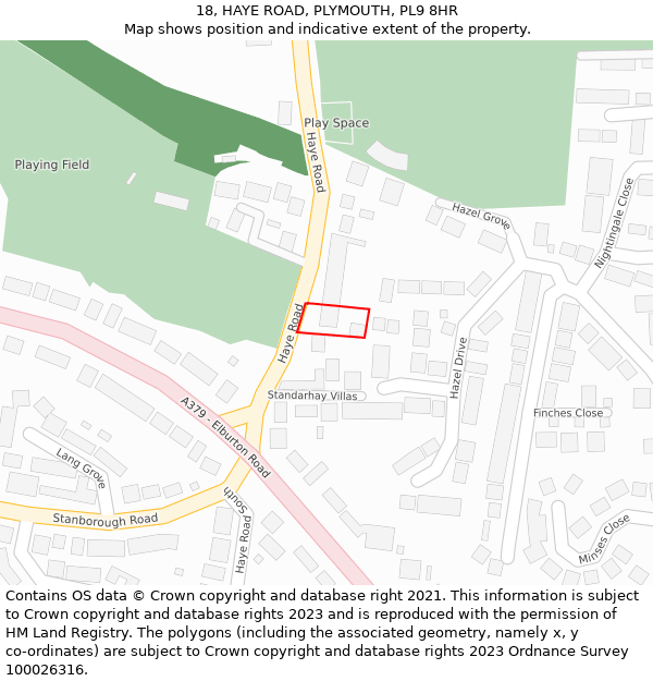 18, HAYE ROAD, PLYMOUTH, PL9 8HR: Location map and indicative extent of plot