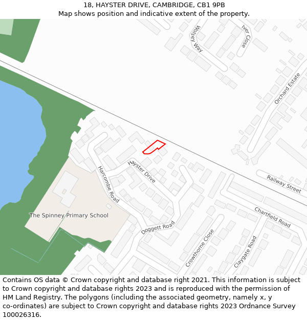 18, HAYSTER DRIVE, CAMBRIDGE, CB1 9PB: Location map and indicative extent of plot