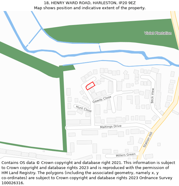 18, HENRY WARD ROAD, HARLESTON, IP20 9EZ: Location map and indicative extent of plot