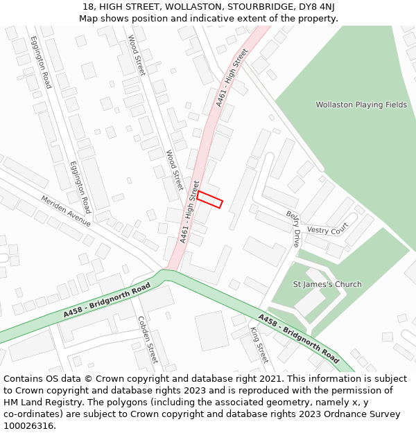 18, HIGH STREET, WOLLASTON, STOURBRIDGE, DY8 4NJ: Location map and indicative extent of plot