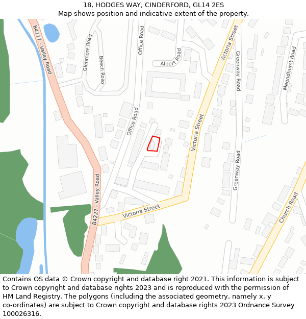 18, HODGES WAY, CINDERFORD, GL14 2ES: Location map and indicative extent of plot