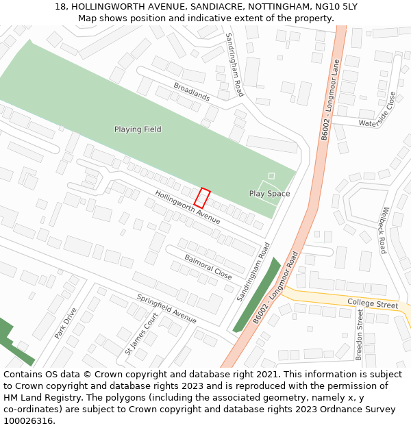 18, HOLLINGWORTH AVENUE, SANDIACRE, NOTTINGHAM, NG10 5LY: Location map and indicative extent of plot