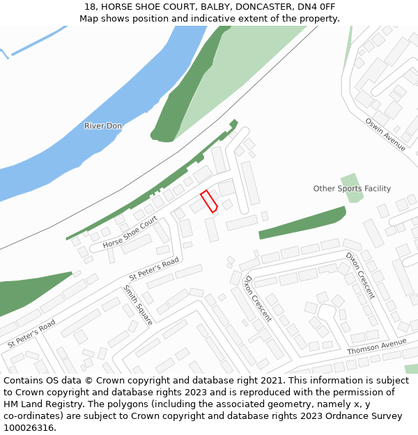 18, HORSE SHOE COURT, BALBY, DONCASTER, DN4 0FF: Location map and indicative extent of plot