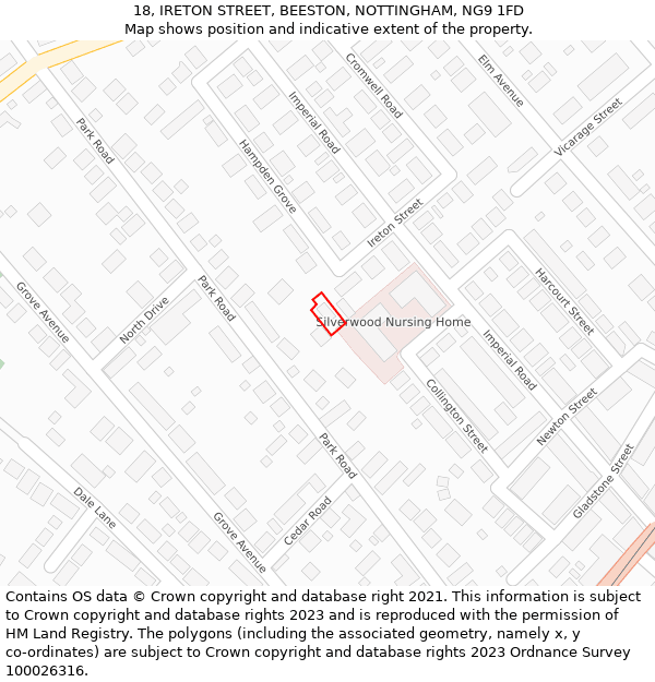 18, IRETON STREET, BEESTON, NOTTINGHAM, NG9 1FD: Location map and indicative extent of plot