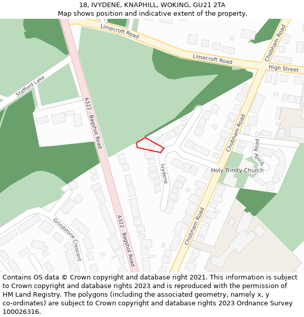 18, IVYDENE, KNAPHILL, WOKING, GU21 2TA: Location map and indicative extent of plot