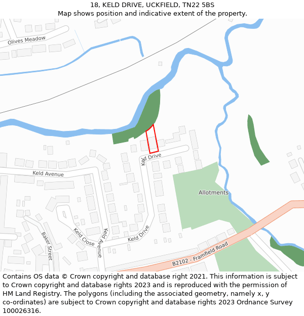 18, KELD DRIVE, UCKFIELD, TN22 5BS: Location map and indicative extent of plot